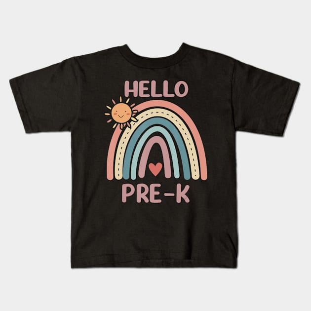 Boho Rainbow Teachers Hello Pre-K Kids T-Shirt by Zak N mccarville